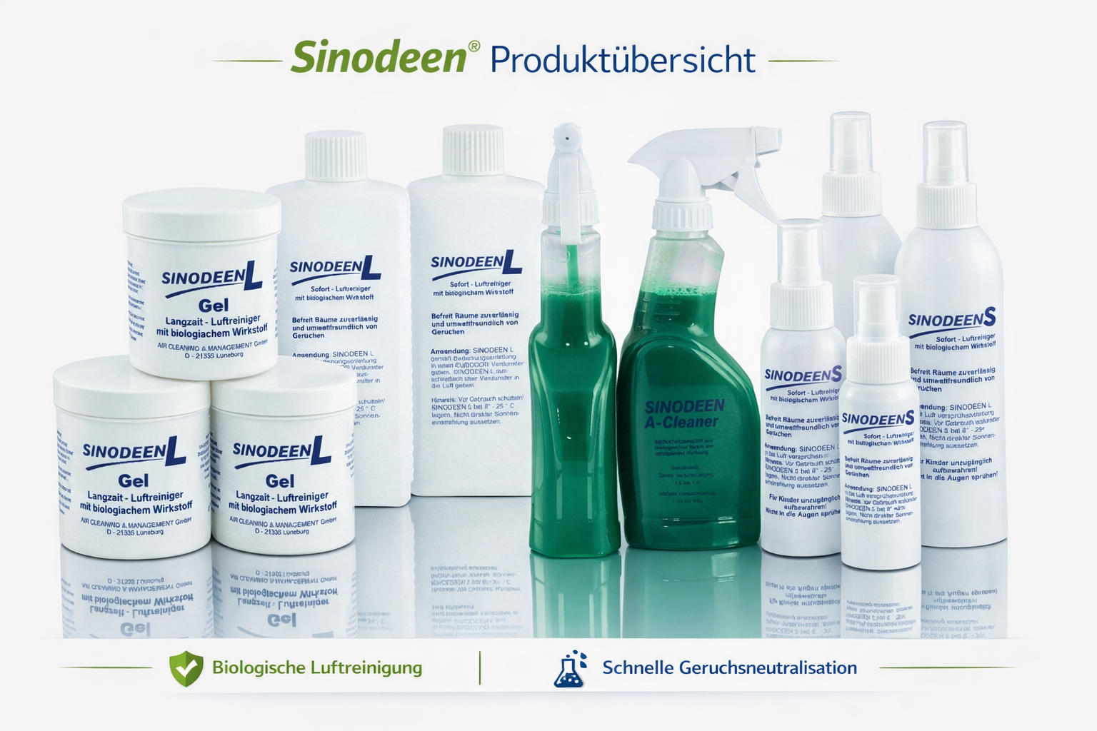 Sinodeen Produktübersicht – Biologische Luftreinigung