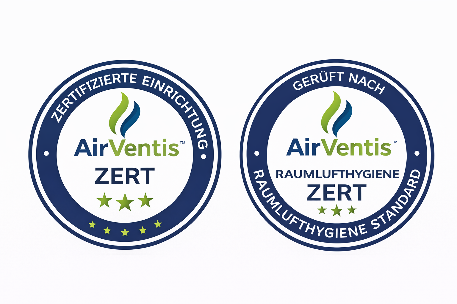 AirVentis Zertifizierungssiegel – Zertifizierte Einrichtung und Raumlufthygiene Standard